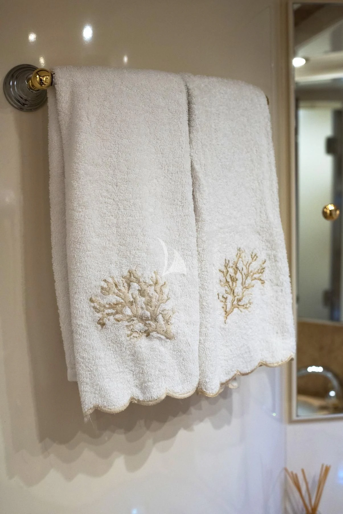 a towel on a wall aboard D'ARISTOTELIS Yacht for Sale