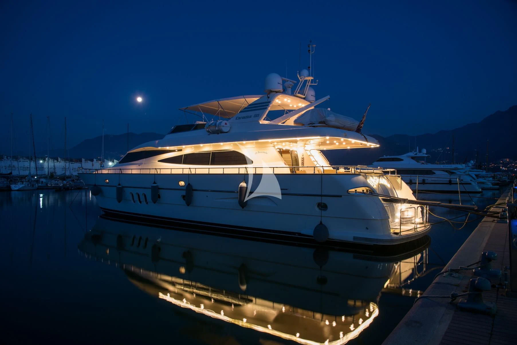 a large white boat in the water aboard D'ARISTOTELIS Yacht for Sale
