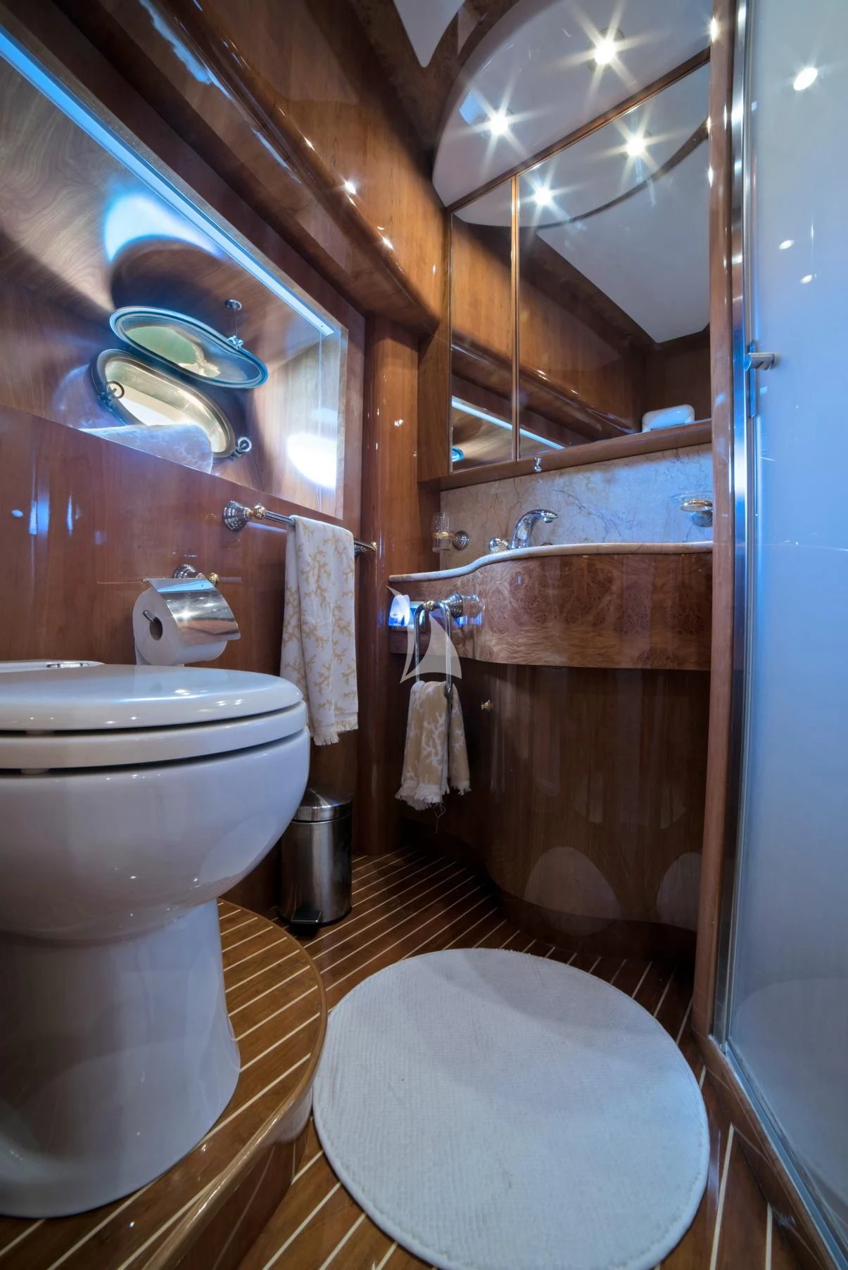 a bathroom with a toilet and a sink aboard D'ARISTOTELIS Yacht for Sale