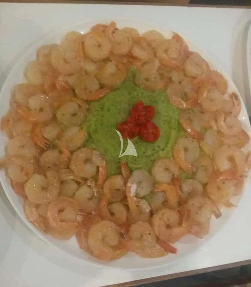 a plate of food aboard D'ARISTOTELIS Yacht for Sale