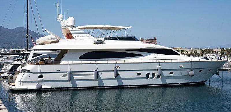 a white yacht in the water aboard D'ARISTOTELIS Yacht for Sale
