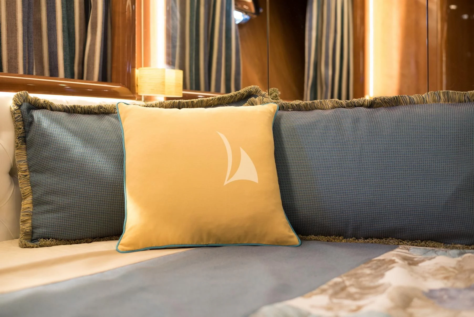pillows on a bed aboard D'ARISTOTELIS Yacht for Sale