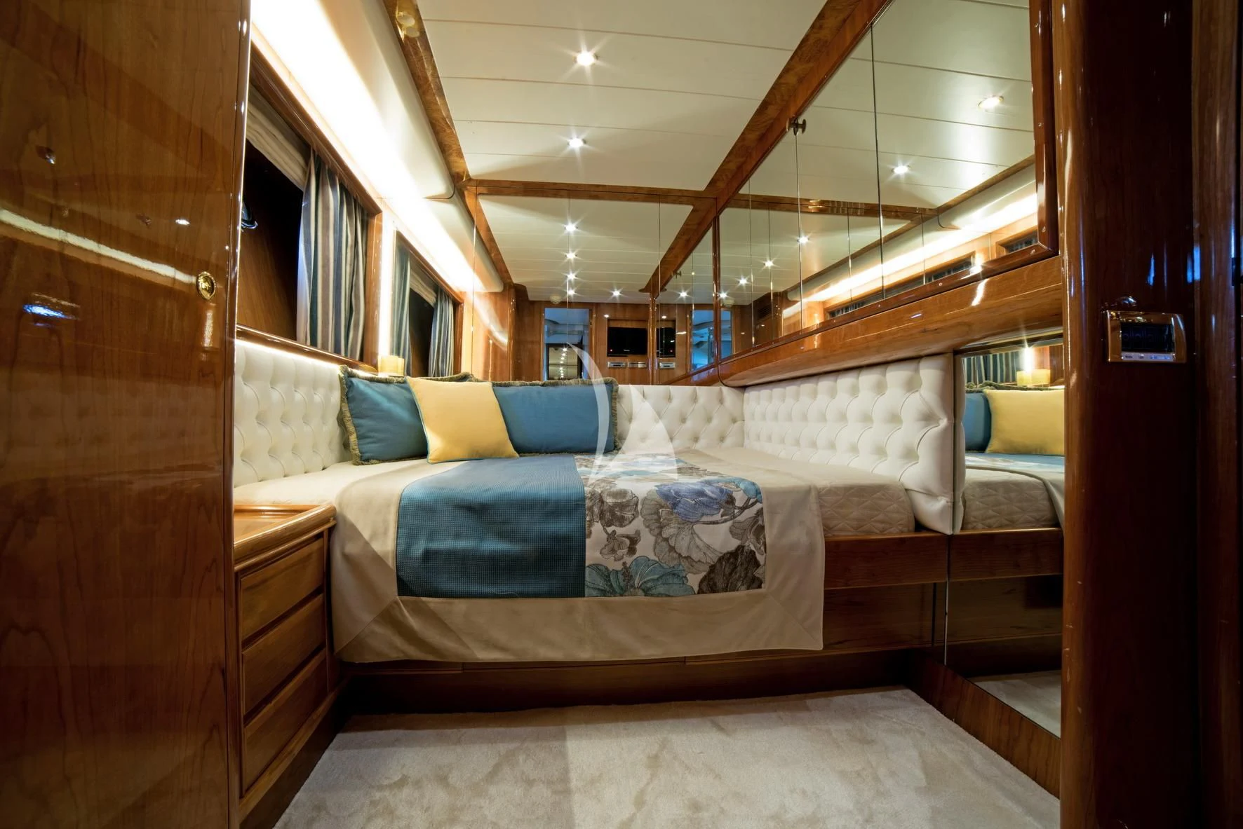 a bed in a cabin aboard D'ARISTOTELIS Yacht for Sale