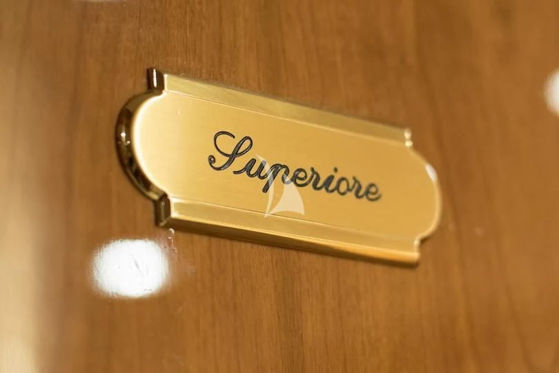 a gold ring with a name on it aboard D'ARISTOTELIS Yacht for Sale