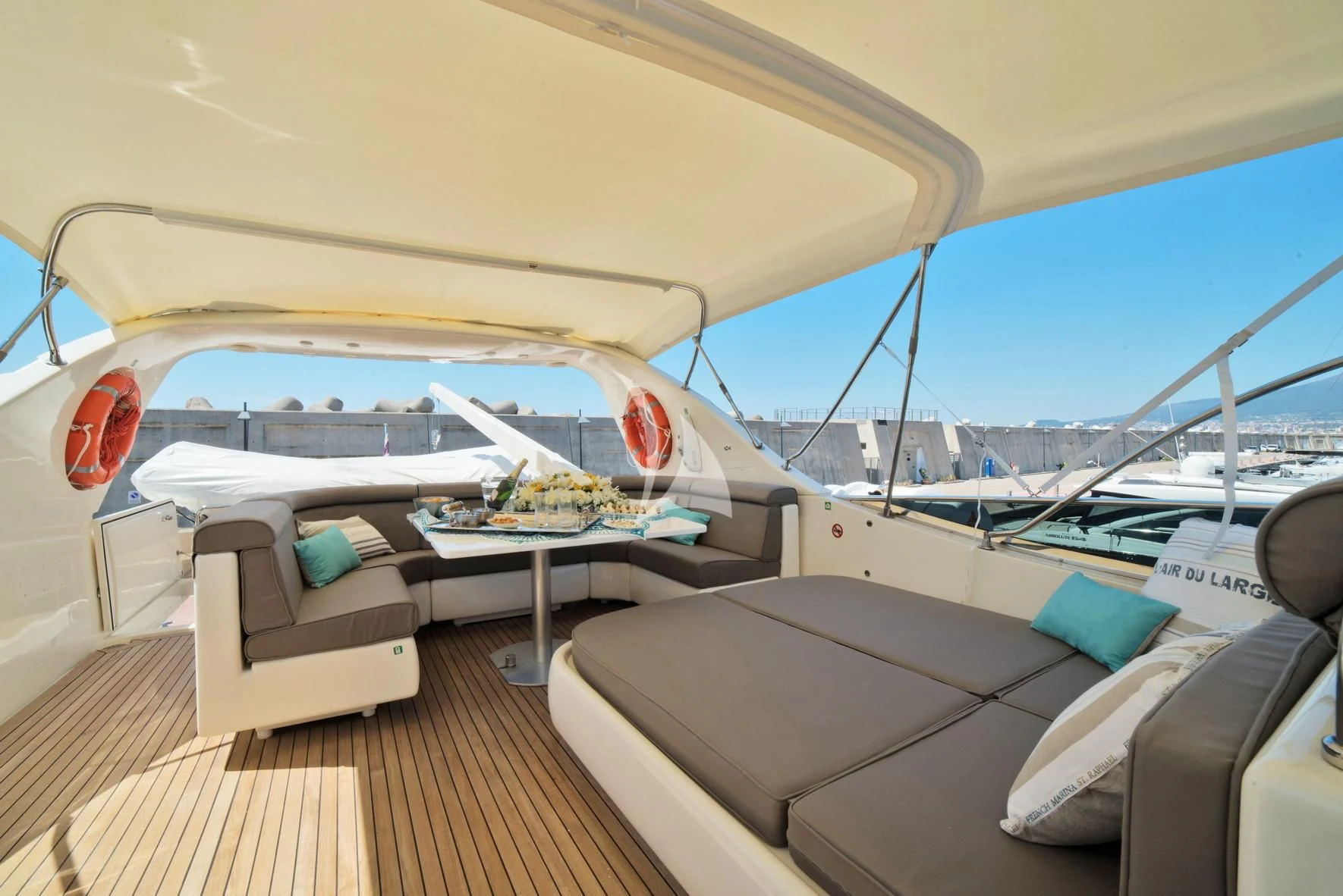 inside of a tent aboard D'ARISTOTELIS Yacht for Sale