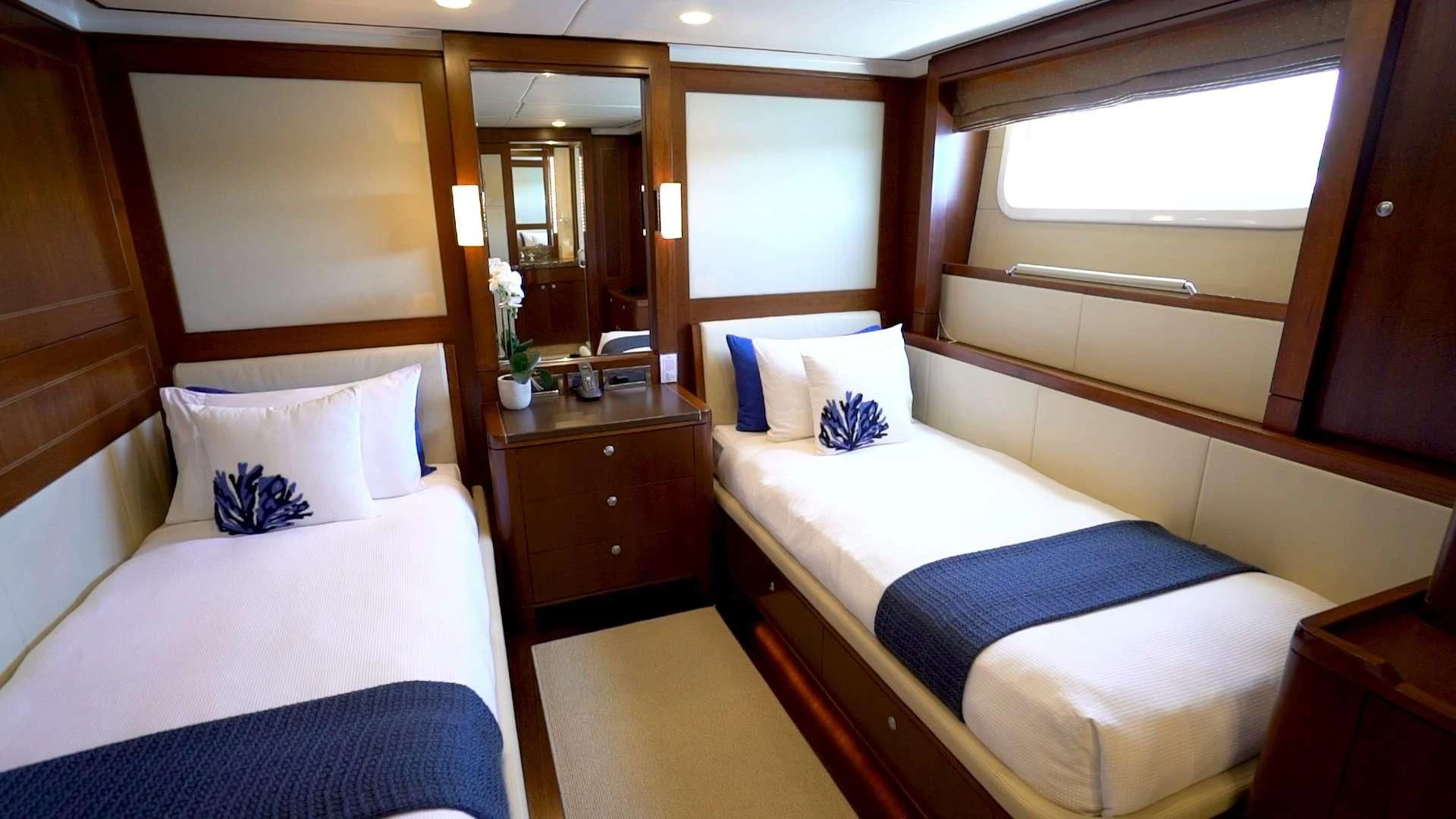 a room with two beds aboard MASTEKA 2 Yacht for Charter