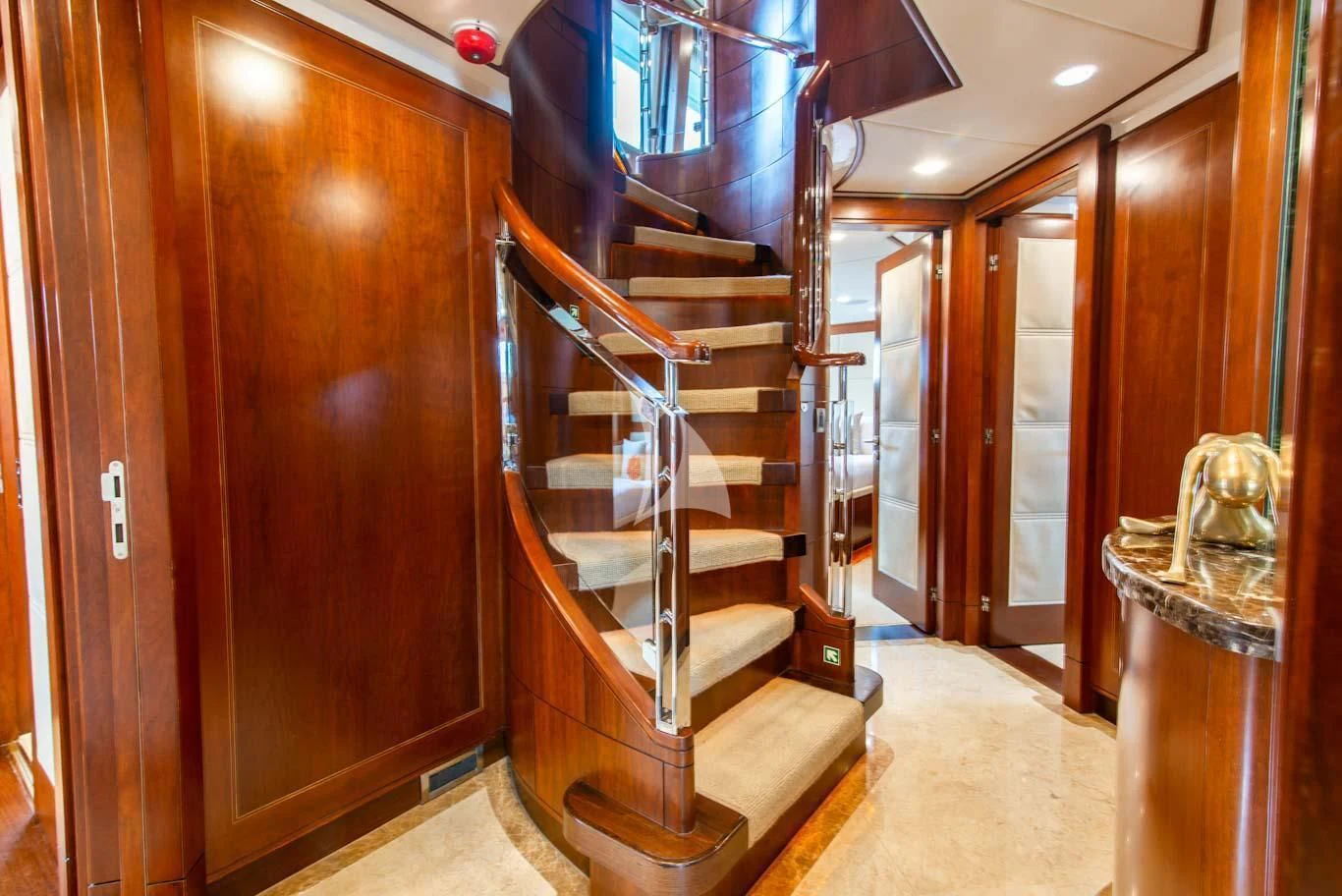 a staircase in a building aboard MASTEKA 2 Yacht for Charter
