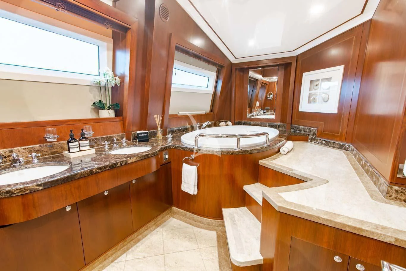 a bathroom with a large sink aboard MASTEKA 2 Yacht for Charter