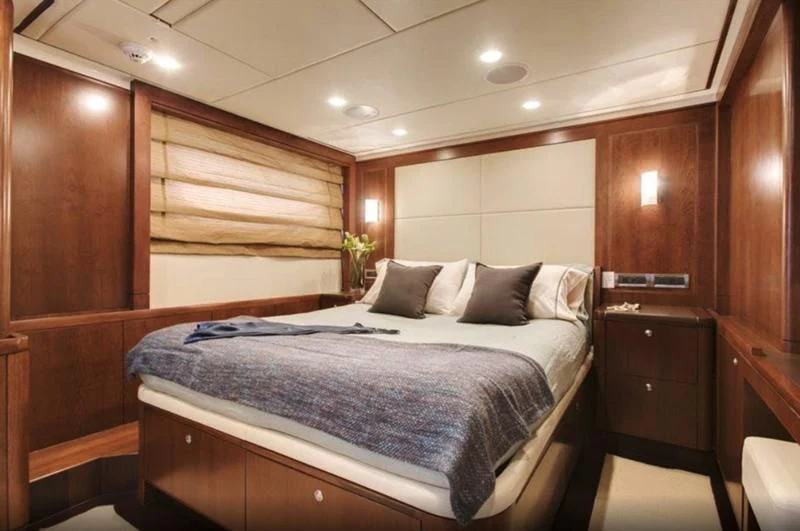 a bed in a room aboard MASTEKA 2 Yacht for Charter