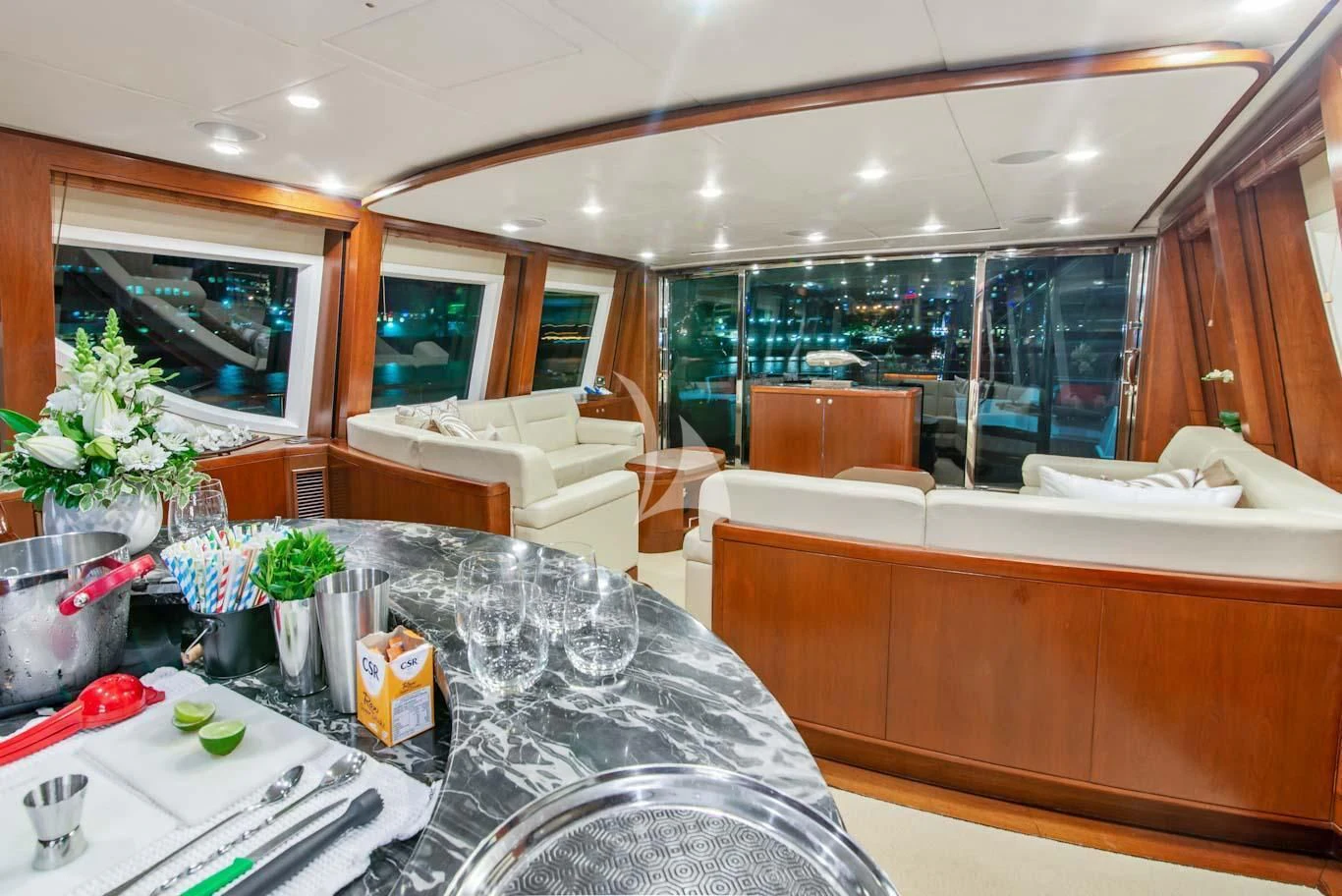 a kitchen with a table and chairs aboard MASTEKA 2 Yacht for Charter