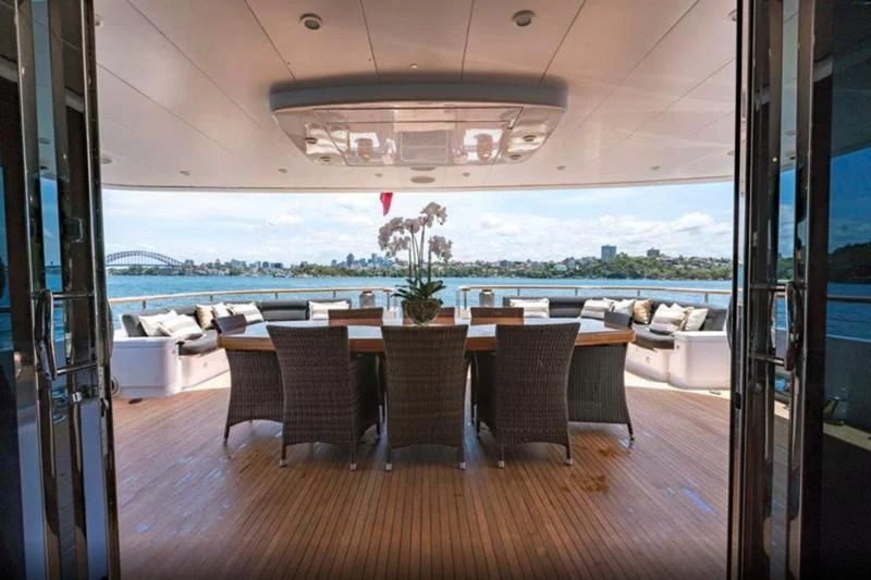 a room with a table and chairs aboard MASTEKA 2 Yacht for Charter