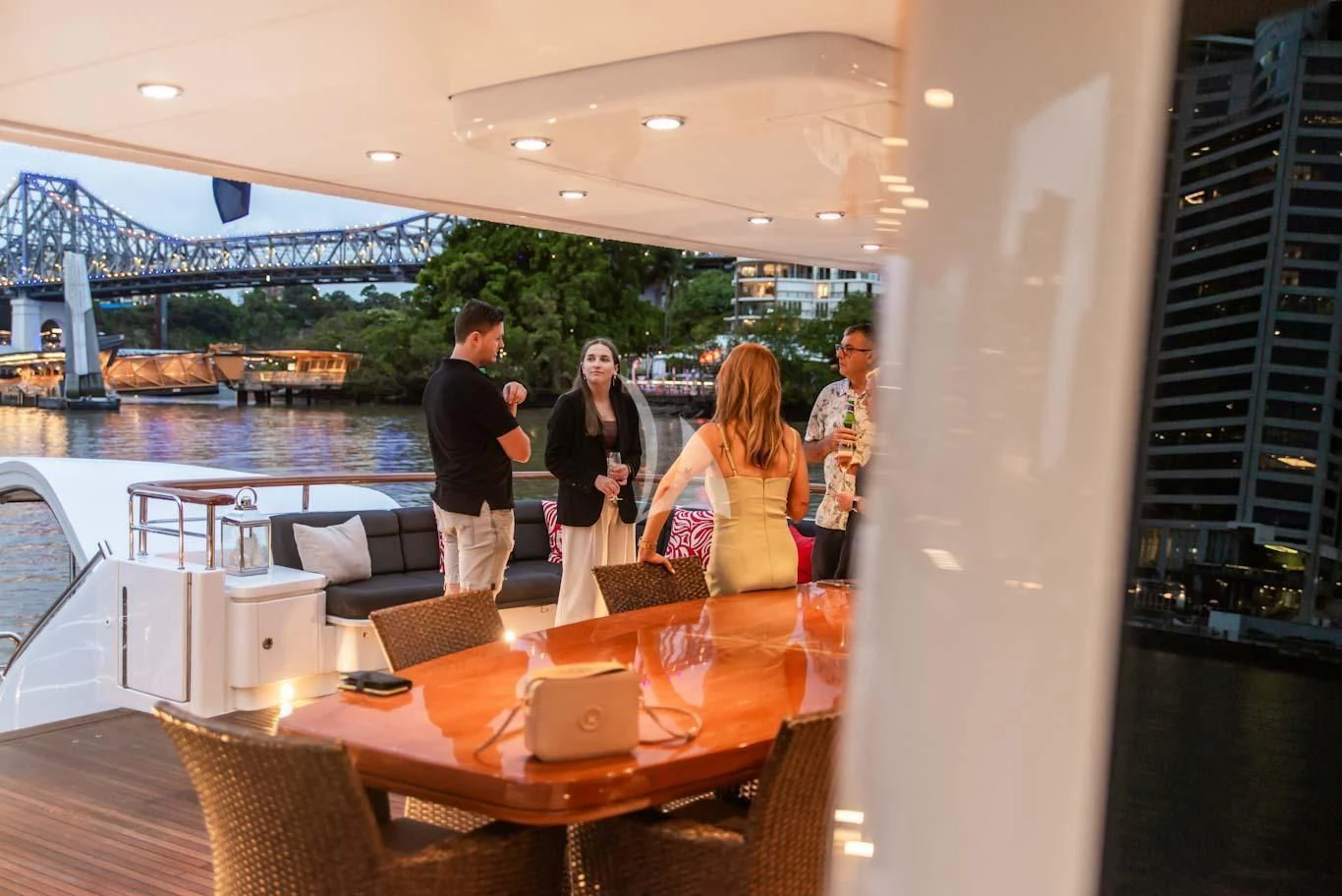 people standing on a balcony aboard MASTEKA 2 Yacht for Charter
