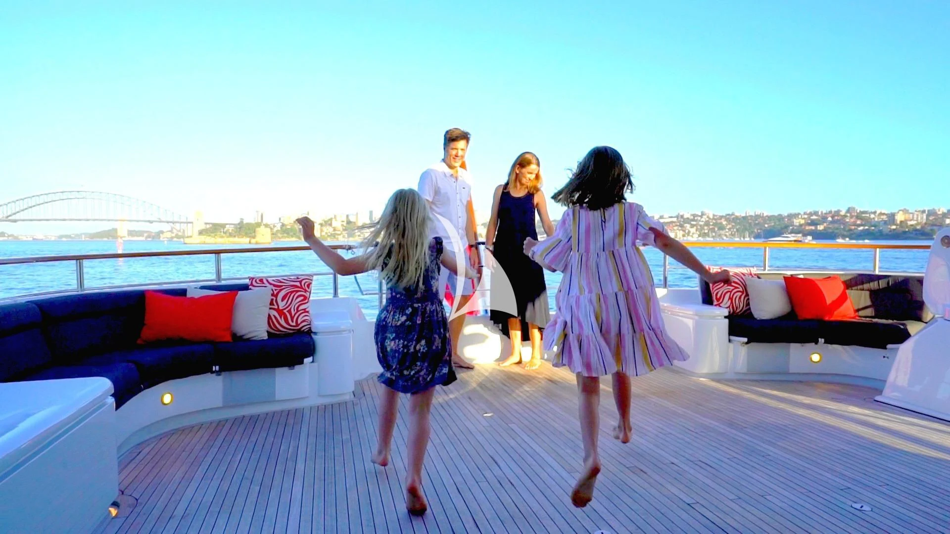 a group of people walking on a deck aboard MASTEKA 2 Yacht for Charter