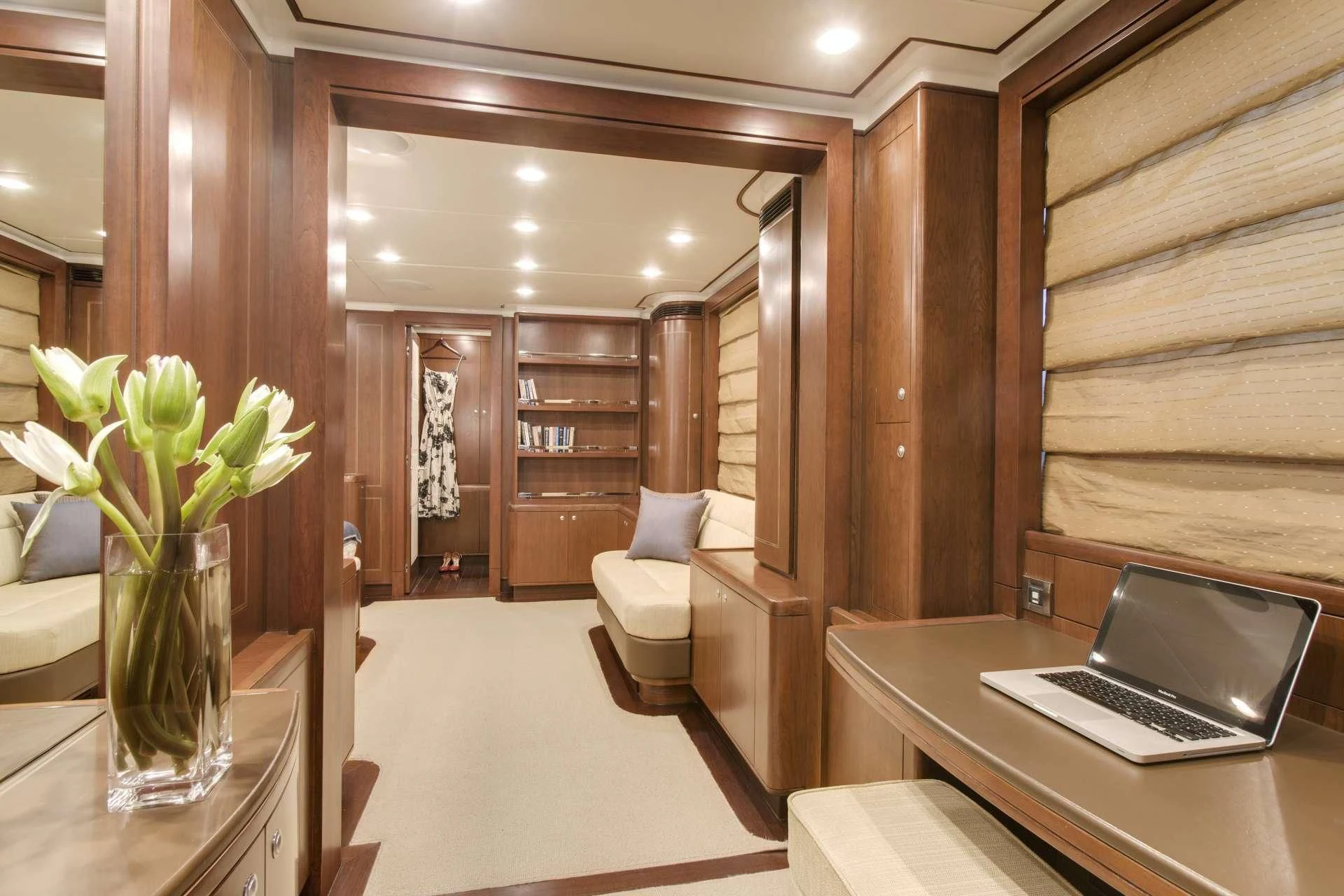 a room with a laptop and a chair aboard MASTEKA 2 Yacht for Charter