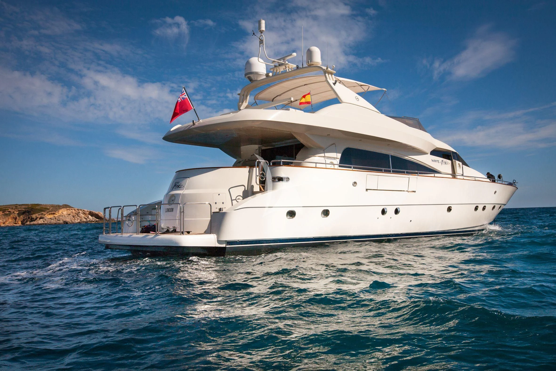 a boat on the water aboard WHITE FANG Yacht for Sale
