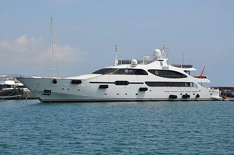 a group of white yachts in the water aboard JAMEEL Yacht for Sale
