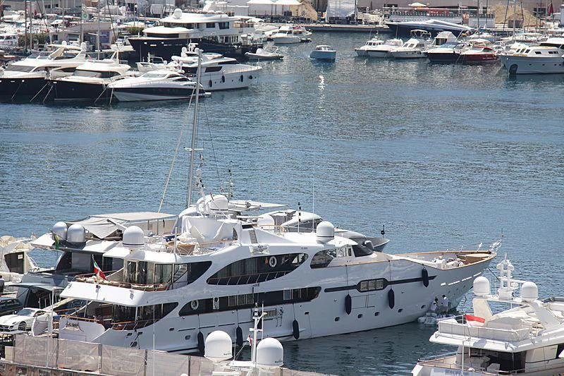 a group of boats in a harbor aboard JAMEEL Yacht for Sale