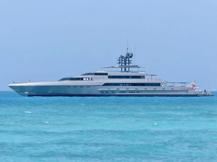 a large white ship in the water aboard SILVER FAST Yacht for Sale