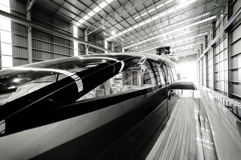 a train inside a building aboard SILVER FAST Yacht for Sale
