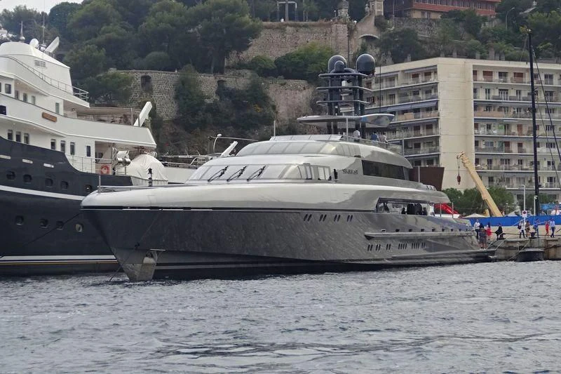 a large white boat on the water aboard SILVER FAST Yacht for Sale