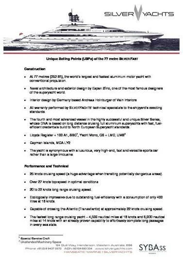 text aboard SILVER FAST Yacht for Sale