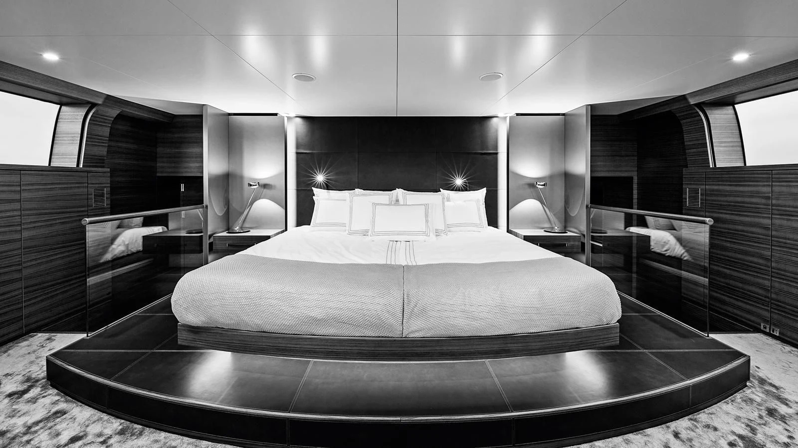a large bed in a room aboard SILVER FAST Yacht for Sale