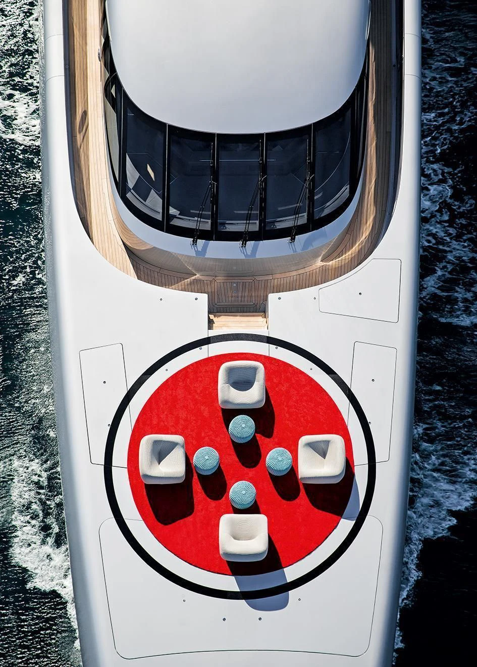 a white box with a red circle and a black circle on it aboard SILVER FAST Yacht for Sale