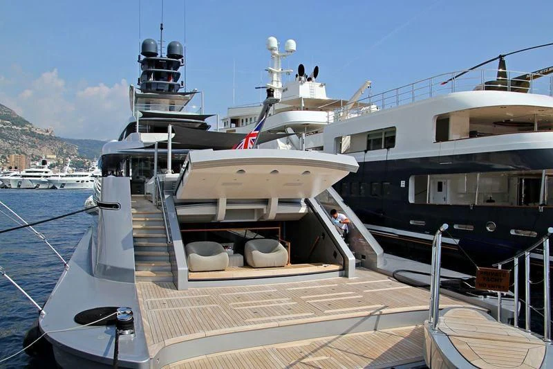 a boat docked at a pier aboard SILVER FAST Yacht for Sale