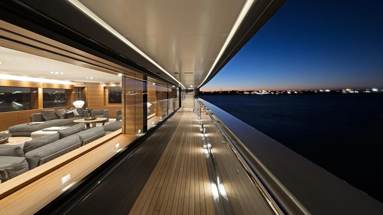 a long wooden deck on a boat aboard SILVER FAST Yacht for Sale