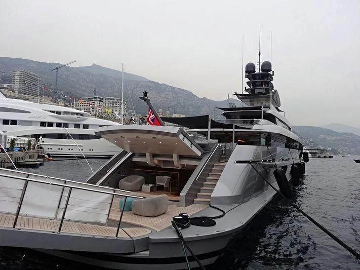 a boat docked at a pier aboard SILVER FAST Yacht for Sale