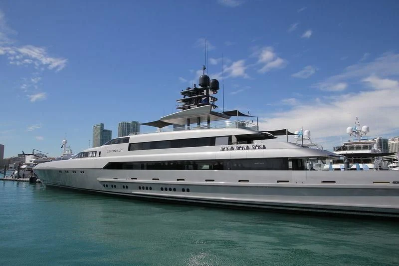a large white ship aboard SILVER FAST Yacht for Sale