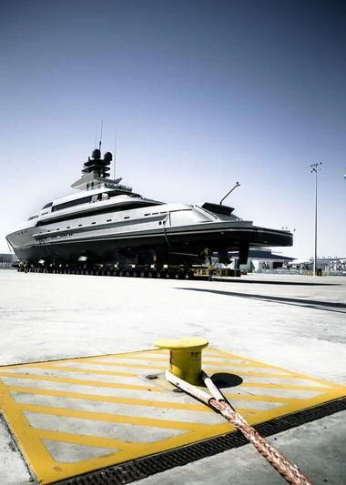 a large cruise ship docked aboard SILVER FAST Yacht for Sale