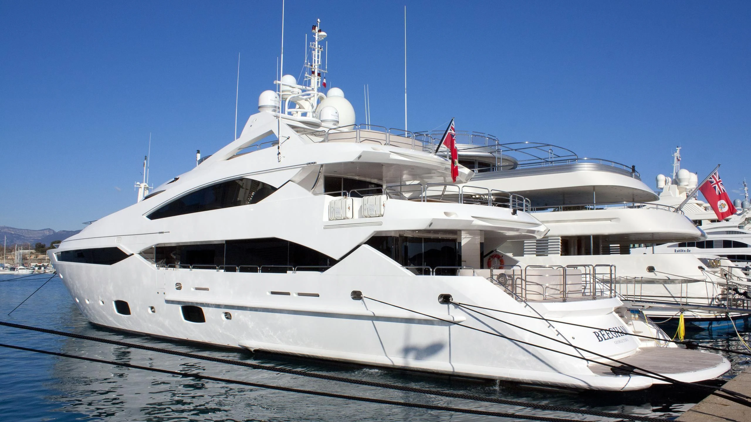 a large white yacht aboard BEGHAM Yacht for Sale