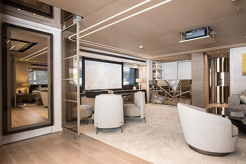 a large modern looking living room aboard SEVERIN°S Yacht for Charter
