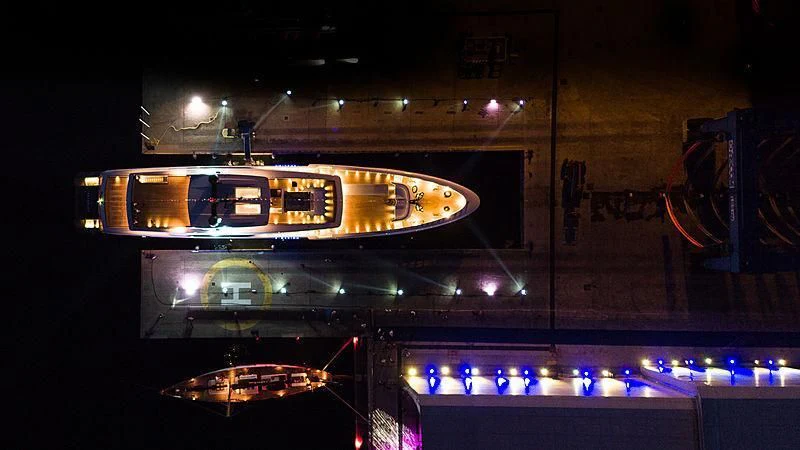 a stage with lights aboard SEVERIN°S Yacht for Charter