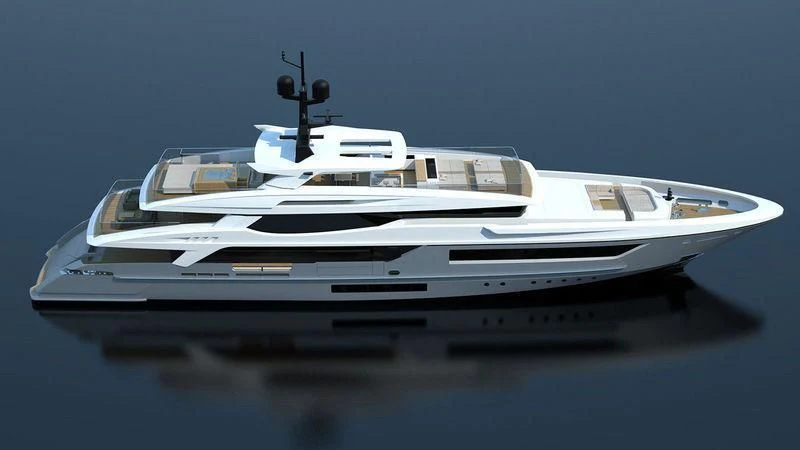 a white yacht on a blue background aboard SEVERIN°S Yacht for Charter