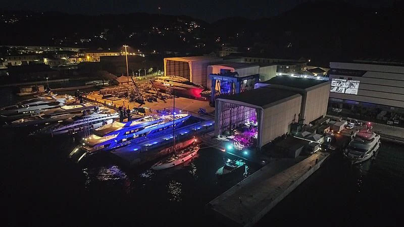 a city with lights at night aboard SEVERIN°S Yacht for Charter