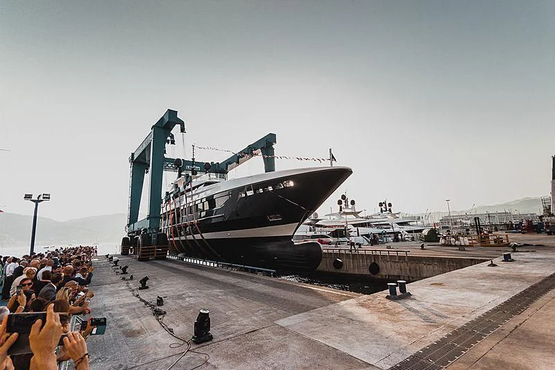 a large ship docked aboard SEVERIN°S Yacht for Charter