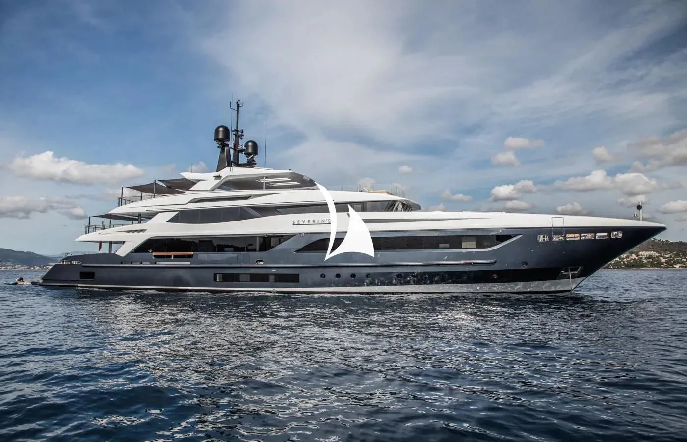 a large ship in the water aboard SEVERIN°S Yacht for Charter