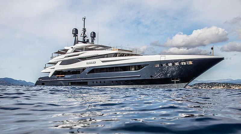 a large ship in the water aboard SEVERIN°S Yacht for Charter