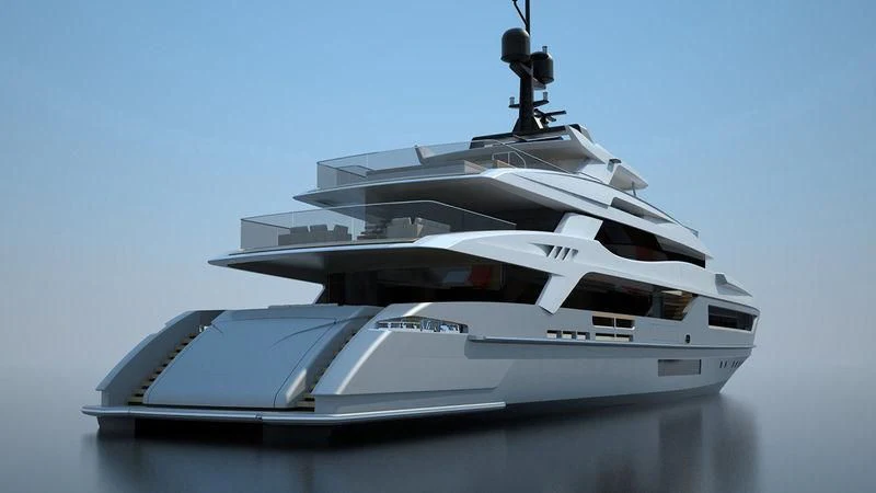 a white yacht with a black roof aboard SEVERIN°S Yacht for Charter