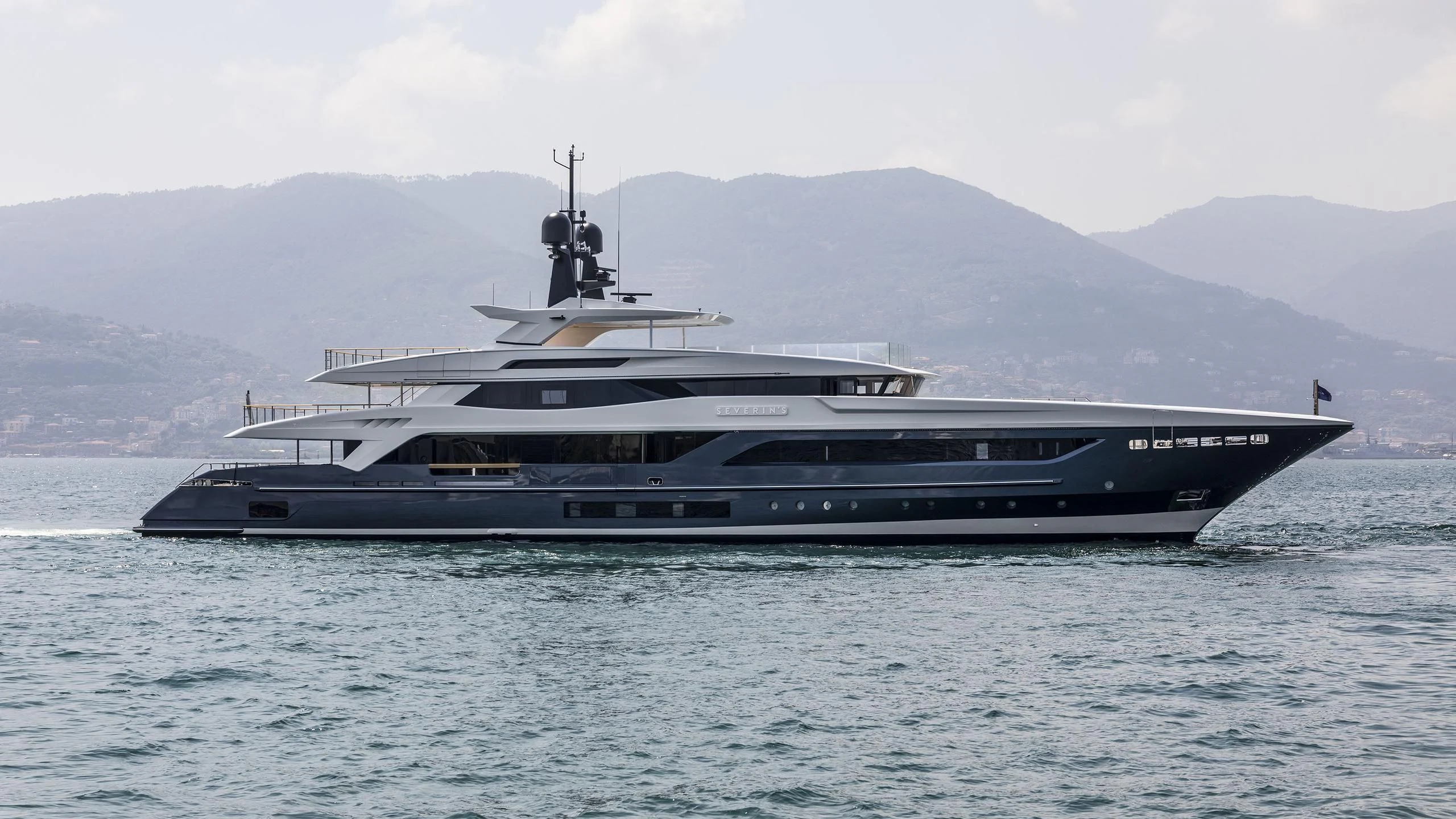 a large ship in the water aboard SEVERIN°S Yacht for Charter