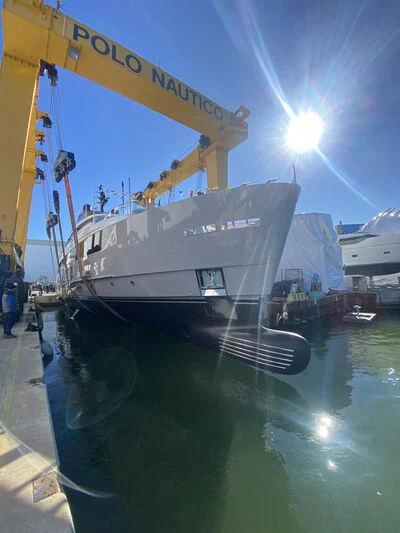 a boat docked at a pier aboard MARIJA Yacht for Sale