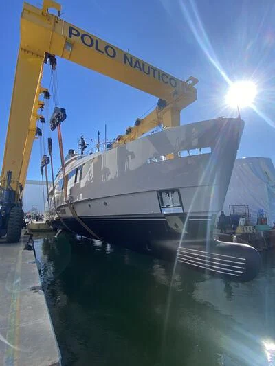 a boat docked at a pier aboard MARIJA Yacht for Sale
