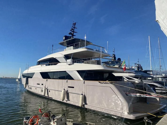 a large white yacht aboard MARIJA Yacht for Sale