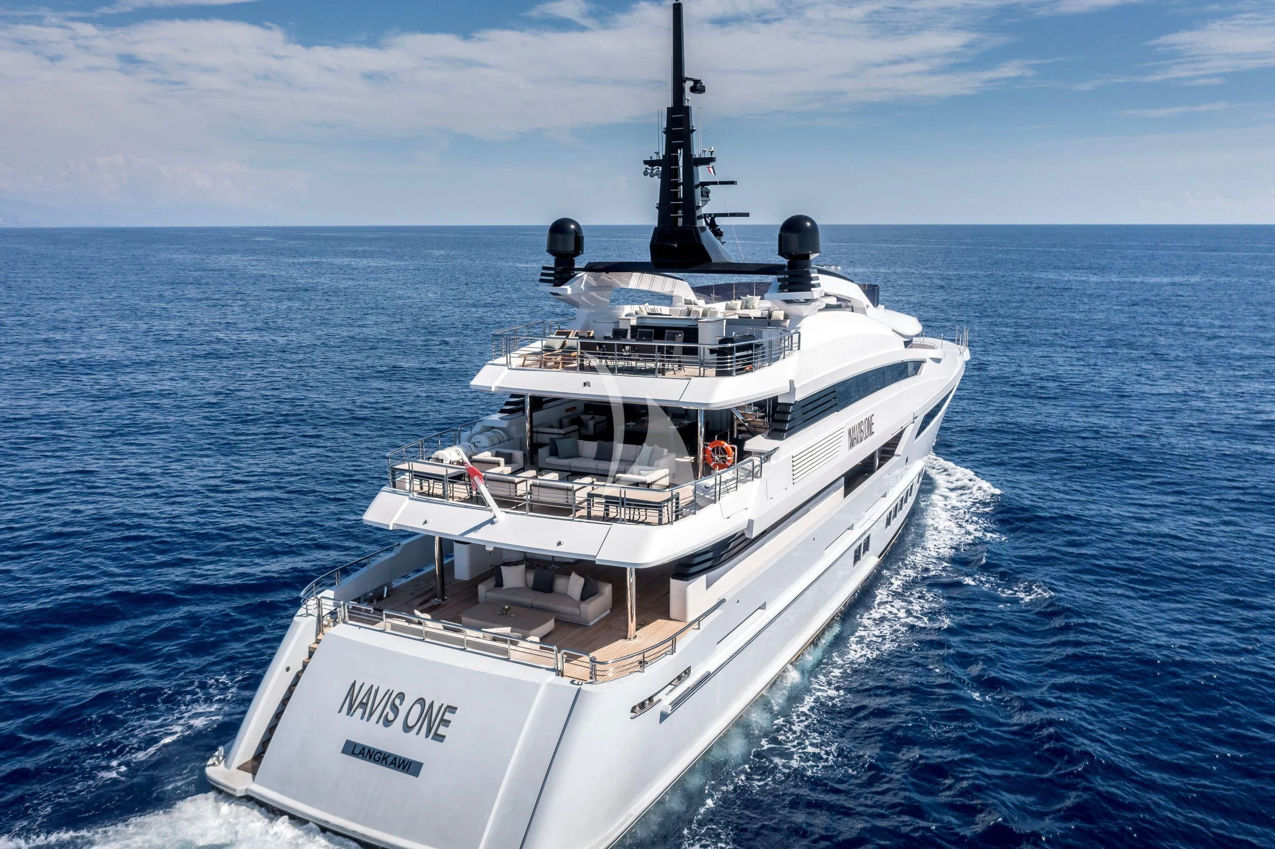a boat in the water aboard NAVIS ONE Yacht for Charter