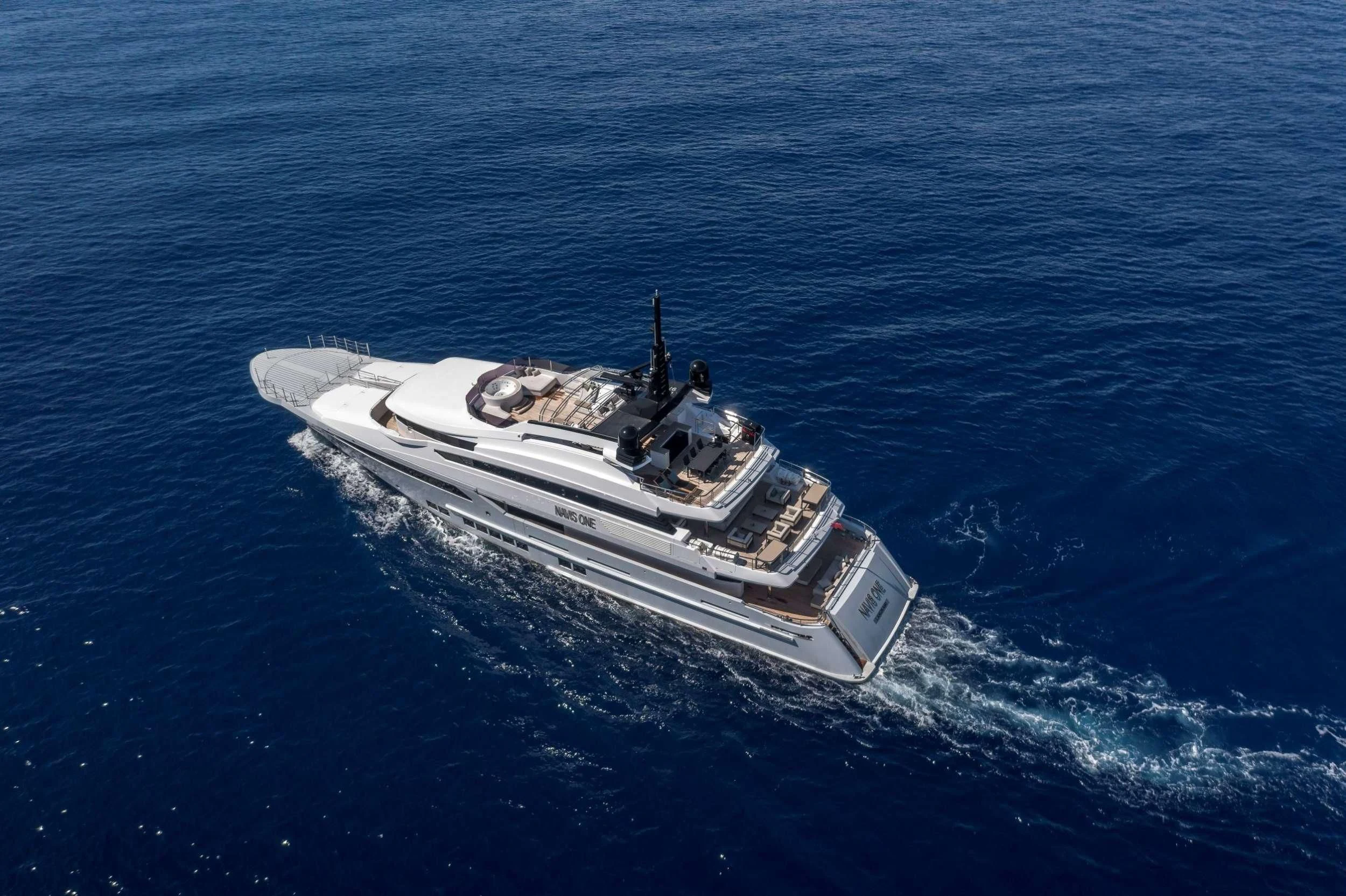 a boat in the water aboard NAVIS ONE Yacht for Charter