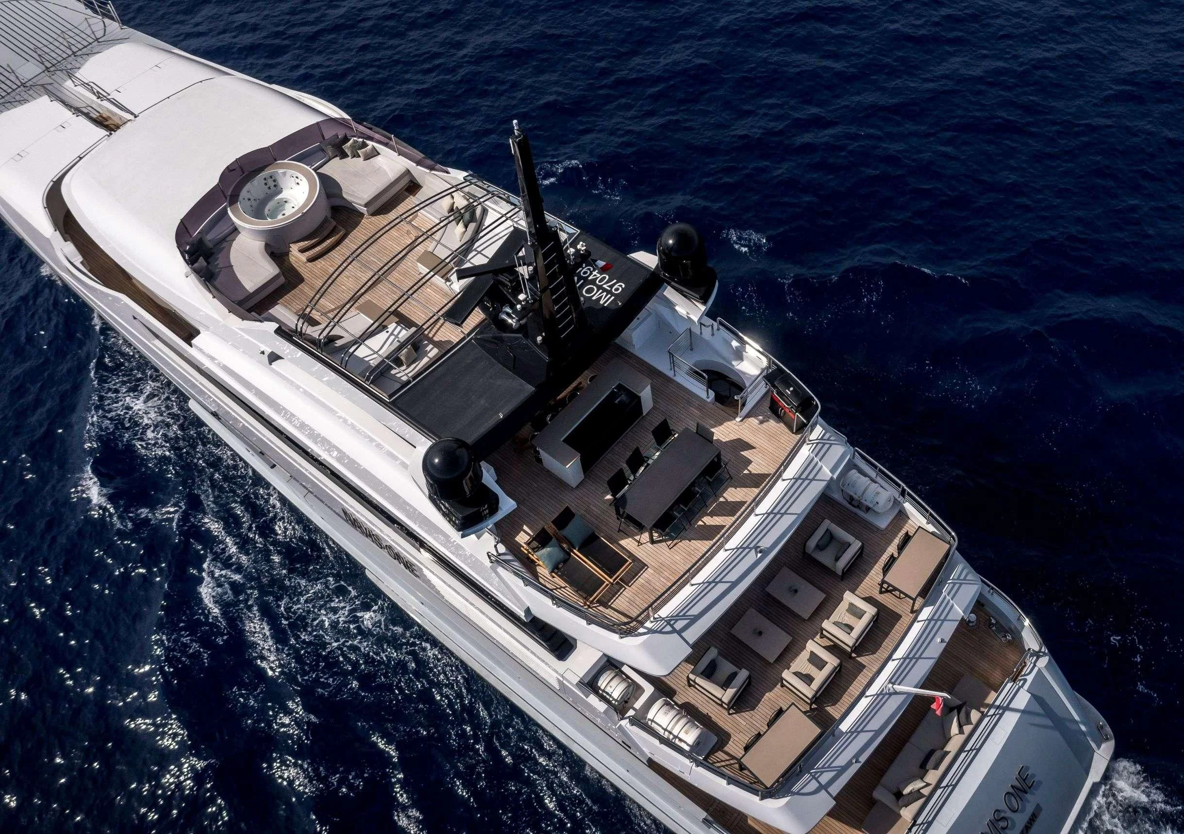 a ship on the water aboard NAVIS ONE Yacht for Charter