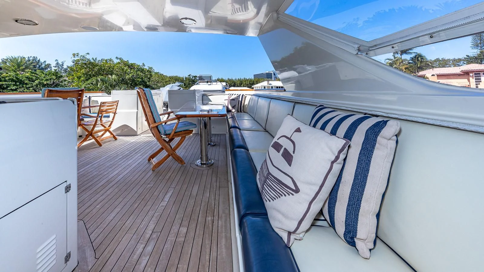 a boat on a deck aboard SEAQUEL Yacht for Sale