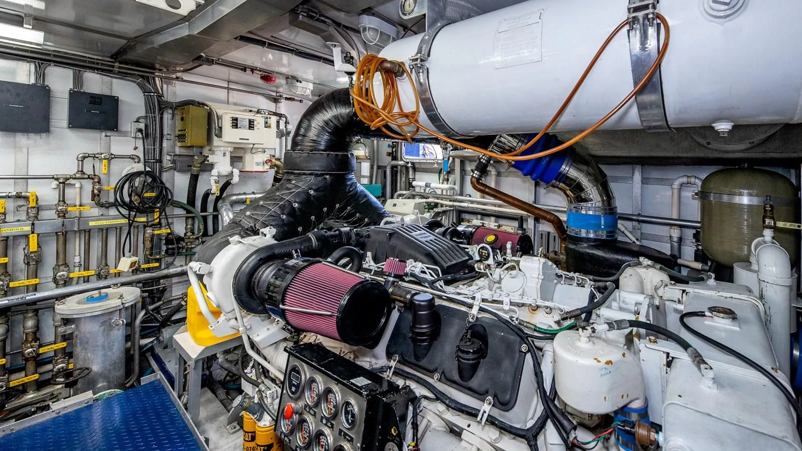 a machine with a large metal pipe aboard SEAQUEL Yacht for Sale